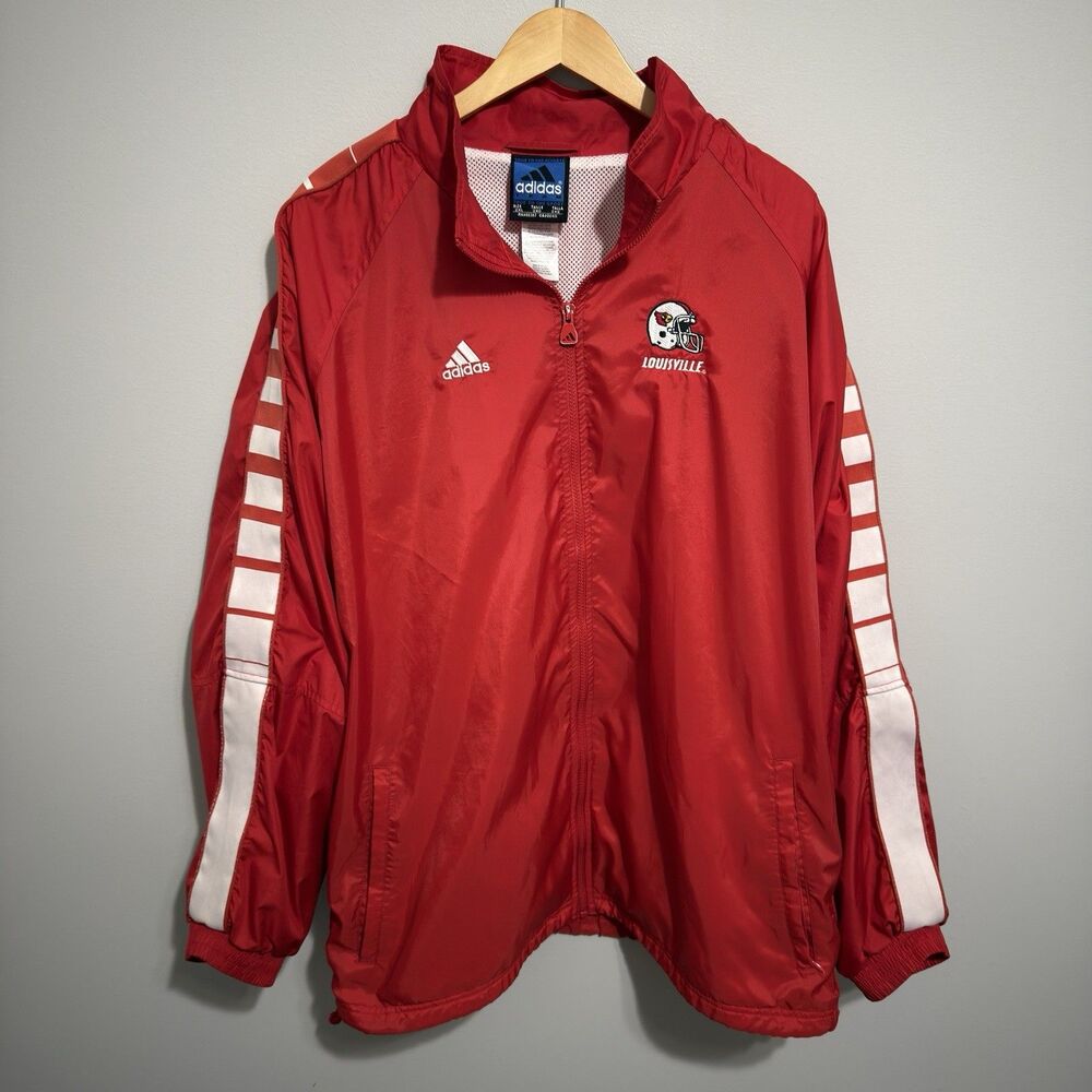 Rare Louisville Cardinals Windbreaker Jacket Adidas Team Issue Men 2XL Red